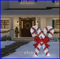 Christmas Outdoor Yard Decoration Candy Canes Light Up 175 Lights 6ft Lawn LED
