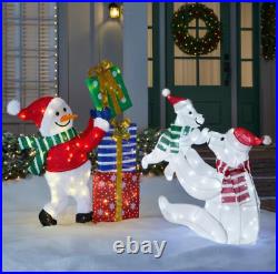 Christmas Outdoor Yard Decorations Light Up Polar Bear Family LED Lights 42in