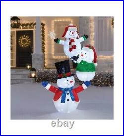 Christmas Pre-Lit LED 6' Pop-Up Stacked Snowman Family with Twinkling Effect