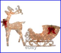 Christmas Reindeer Sleigh Outdoor Yard Decoration Light Up Lit LED Xmas Garden
