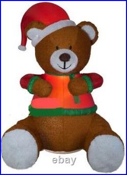 Christmas Santa Animated Hug Teddy Bear Mixed Media Airblown Inflatable 8.5 Ft