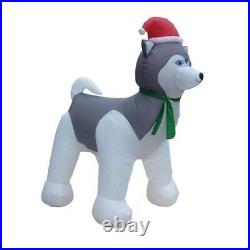 Christmas Santa Husky Dog With Santa Hat Airblown Inflatable 7 Ft