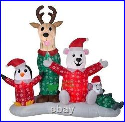 Christmas Santa Pajamas Reindeer Friends Inflatable Airblown Yard Decoration 6.5