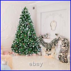Christmas Tree 7ft Structure 1350 Branch Snow Flocked Pine Cone Artificial Tree