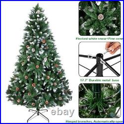 Christmas Tree 7ft Structure 1350 Branch Snow Flocked Pine Cone Artificial Tree