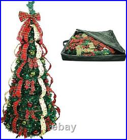 Christmas Tree Fully Decorated Dressed Pre-Lit 6 Ft Pull up Pop up with Storage