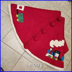 Christmas Tree Skirt 100% Wool By Arcadia Home Choo Choo Train Vintage VTG
