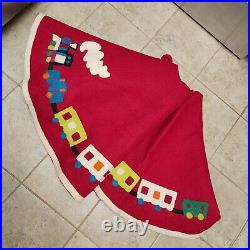 Christmas Tree Skirt 100% Wool By Arcadia Home Choo Choo Train Vintage VTG