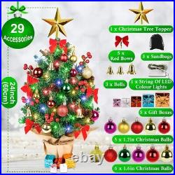 Christmas Tree with Lights Artificial Small Tabletop 4 Color Lights US