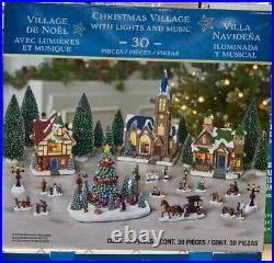 Christmas Village Set 30 piece with Lights and Music