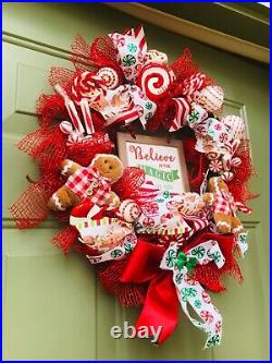 Christmas Wreath, Candy Land Wreath for indoor or outdoor hanging 18x18