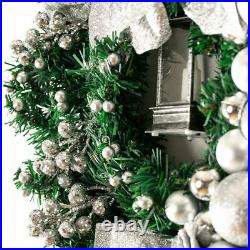 Christmas Wreath Door Ring Natural Cones Berries Home Decoration Memorial Candle