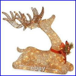 Christmas Xmas Gold Deer Reindeer Pre Lit Outdoor Yard Decor Lighted Decoration
