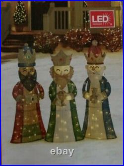 Christmas Yard Decor 3 Tinsel Wisemen 240 LED lights over 48 Tall In/Outdoor