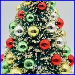 Christopher Radko Shiny Brite BottleBrush Tree With Christmas Glass Ornaments