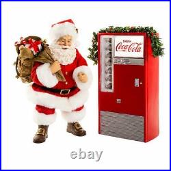 Coca Cola Santa with Lighted Coke Machine Fabriche Christmas Figurine 10.5 Inch