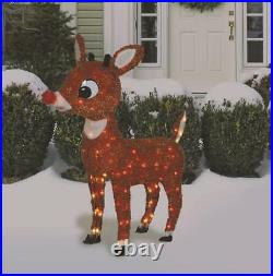Complete Rudolph Red Nose Reindeer Tinsel Pre Lit Christmas Yard Choose 1 or All