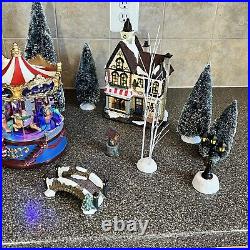 Costco Christmas Village w Lights and Music 30 Piece #998983 Carousel, Open Box