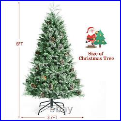 Costway 6ft Snow Flocked Artificial Christmas Tree with 715 Glitter PE & PVC Tips