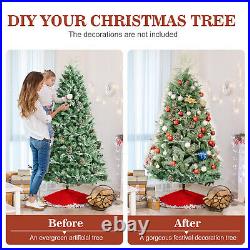 Costway 6ft Snow Flocked Artificial Christmas Tree with 715 Glitter PE & PVC Tips