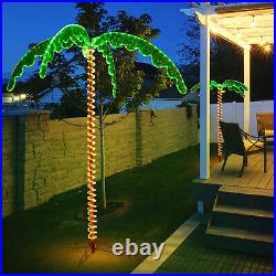 Costway 7 FT Tropical LED Rope Light Palm Tree Pre-Lit Artificial Tree Decor