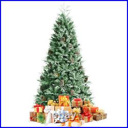 Costway 7ft Snow Flocked Artificial Christmas Tree with 1139 Glitter PE & PVC Tips