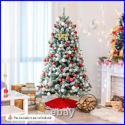 Costway 8' Pre-Lit Snow-Flocked Hinged Artificial Christmas Tree with250 Lights
