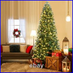 Costway 8ft Pre-lit Hinged Christmas Tree with9 Dynamic Effects & 600 LED Lights