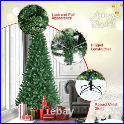 Costway 8ft Pre-lit Hinged Christmas Tree with Remote Control & 9 Lighting Modes