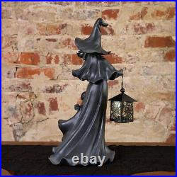 Cracker Barrel 18 Black Resin Witch With LED Lantern New 2023 IN HAND
