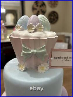 Cupcakes & Cashmere 19.5 Pastel Easter Eggs & Bows Cake Pedestal Decor NWT