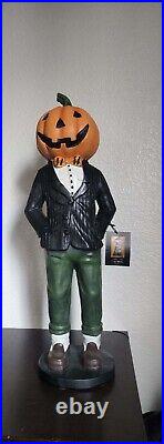 Cynthia Rowely Curious Halloween 22in Resin Mr. Pumpkin Figure NWT