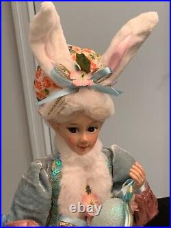 Cynthia Rowley Couple 2 Pc Easter Elf Bunny Ears Fairy Shelf Sitting Dolls 20nw