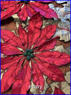 D STEVENS TREE SKIRT. Appliqué, embroidered beaded pointettas- green and red