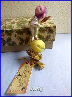 Debbee Thibault Glass Xmas Holiday Ornament Vtg Sugar Plum Fairy Clp On 5.25