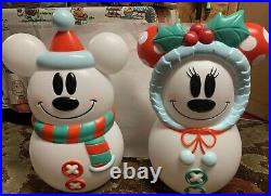 Disney Mickey And Minnie Mouse Christmas Snowman Lighted Blow Molds 23'