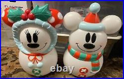 Disney Mickey And Minnie Mouse Christmas Snowman Lighted Blow Molds 23'
