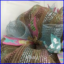 Easter Bunny Bonnet Deco Mesh Handmade Wreath