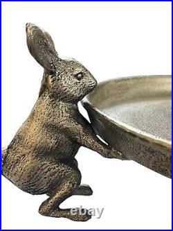 Easter Bunny & Chick Pottery Barn 2-Tier Large Pewter Metal Stand 16 Tall