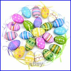 Easter Decorations 24Pcs Egg Hanging Ornaments for Tree Multicolored Colorful