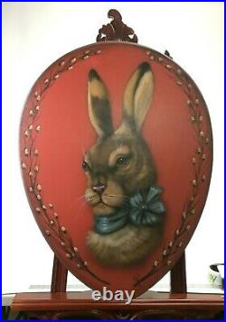 Easter Egg Bunny BONNIE BARRETT Boardwalk Originals Hand Painted 28 Signed DS13