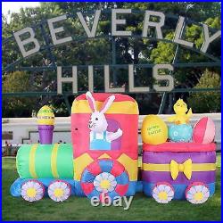 Easter Inflatables Decorations Yard Outdoor Lawn Lighted Blow Up Train Bunny 8ft