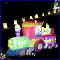 Easter Inflatables Decorations Yard Outdoor Lawn Lighted Blow Up Train Bunny 8ft