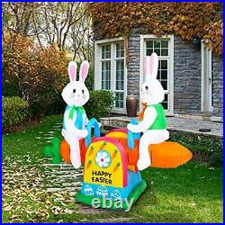 Easter inflatables 4 FT Tall Blow Up Bunny Happy Easter Playing Seesaw