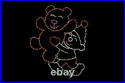 Elf with Big Bear LED metal wire frame outdoor Christmas holiday display