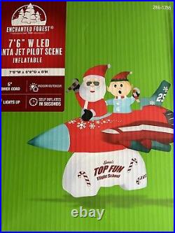 Enchanted Forest Christmas Inflatable Santa Jet Pilot Scene 7'6 W