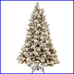 Ergode 7.5 ft. Snowy Bedford Pine Tree with Clear Lights