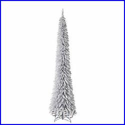 Evergreen Classics 9' Silver Pencil Pine Tree, Warm White LED Lights (Open Box)