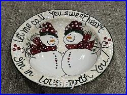 Expressly Yours Pottery L 15.75 Bowl Snowmen Let Me Call You Sweetheart Love Ln