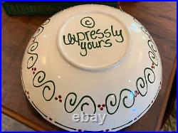Expressly Yours Snowmen Large 12.5 Round Serving Home Decor Bowl Xmas Trees Ln